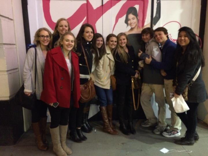 FWCD students pose with the Gigi on Broadway poster outside the Neil Simon theatre.  Photo by Lisa Wallace.