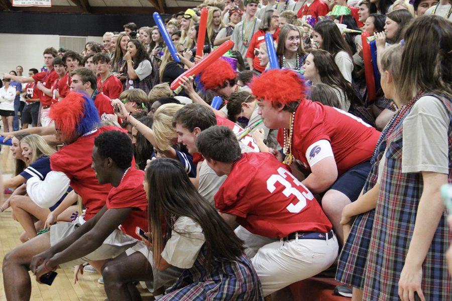 Seniors show their spirit at the Homecoming Pep Rally.