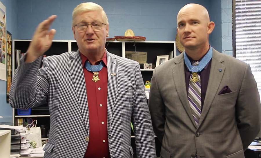 Medal of Honor recipients Sammy Davis and Ty Carter shared stories with the Upper School students on Oct. 21. 