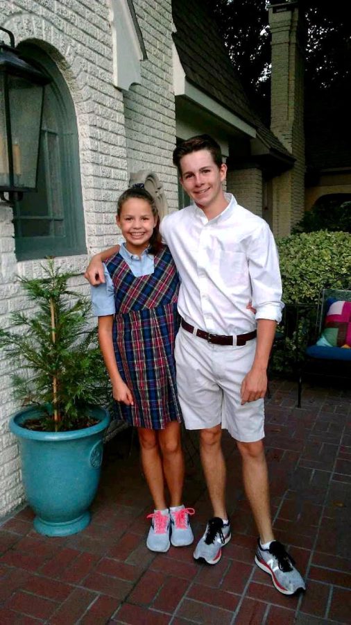 Aidan Shackelford 22 and his sister, Lainey Shackelford 26 leaving for their first day of school.