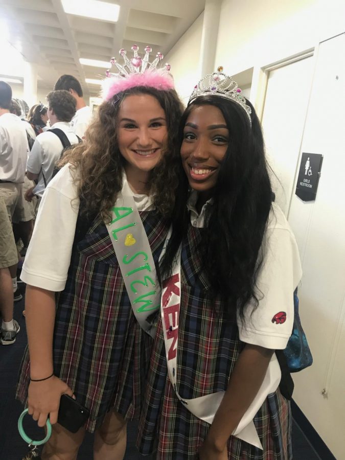 Allie Stewart 20 and Kennedy Smith 20 are queens for the day on their first day back at school as seniors. 