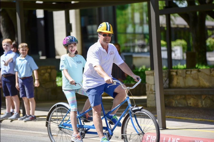 MS Division Head John Stephens and Anna Rollins 26 participate in the Bike-a-Thon in 2019.