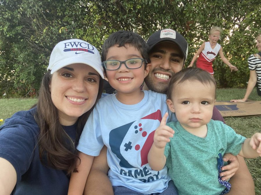 Sarah Casarez enjoyed spending time with her family at the FWCD football games. (Left to right: Sarah, Little Ricky, Ricky and Aaron). Photo courtesy of Sarah Casarez 