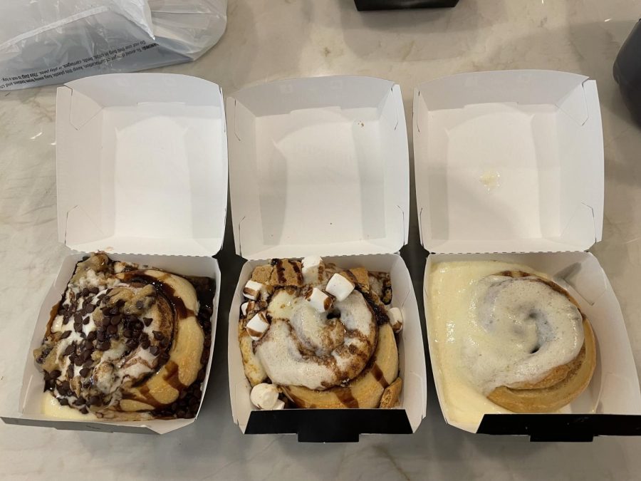 The+three+top+picks+for+best+cinnamon+roll+at+Cinnaholic+include+Smores%2C+Cookie+Dough+and+regular.+