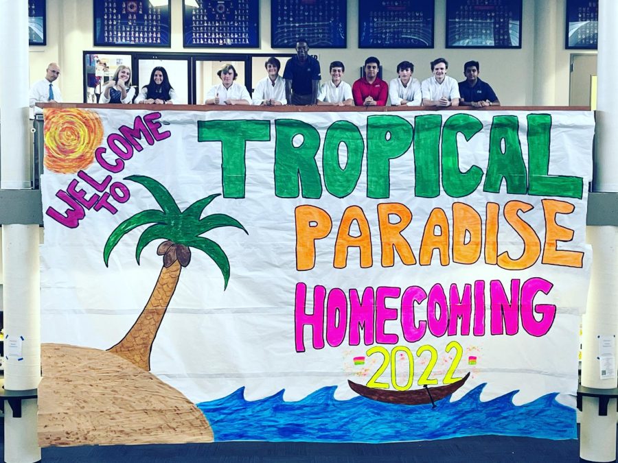 Student Council created a Homecoming banner to share the theme of the dance with student body.