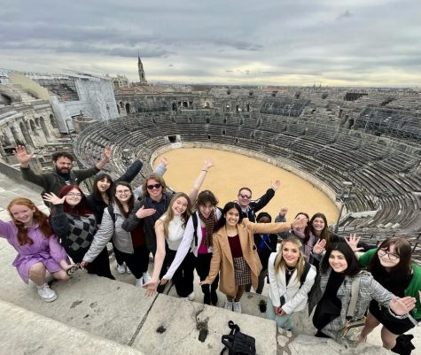 Delegates on the trip to Nîmes, France pose atop the Roman Arena.