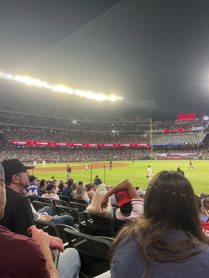 The Atlanta Braves playing the Los Angeles Angels in Atlanta, Georgia. 