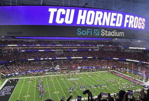 TCU playing at the College Football Playoff National Championship game. Photo by Campbell Beebe 23. 