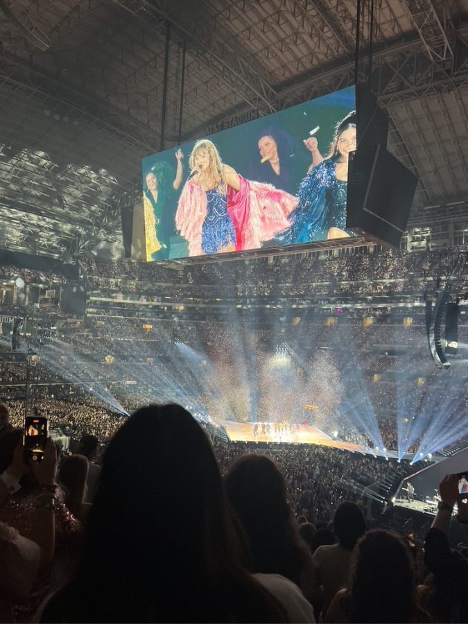 Swift singing Karma for her finale song at night two of The Eras Tour in Arlington. Photo by Caroline Carmichael 24. 