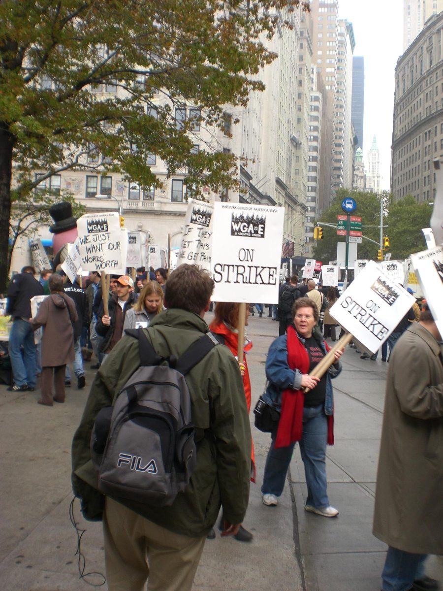 Writers protesting their pay during writers strike.