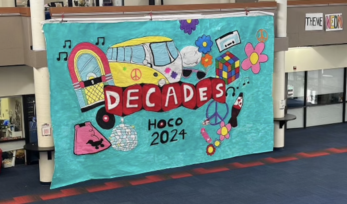 The large Homecoming poster made by Student Council for Homecoming 2024.