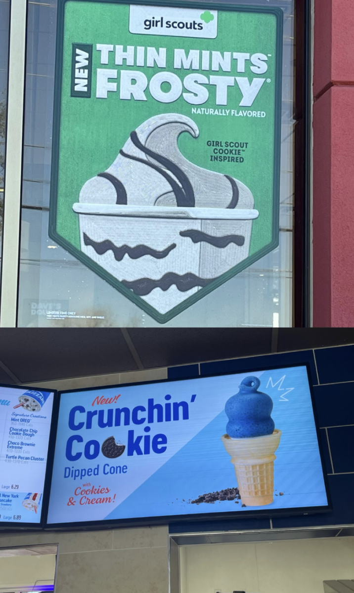 The Thin Mint Chocolate Frosty and the Crunchin’ Cookie Dipped Cone on display at both restaurants. 