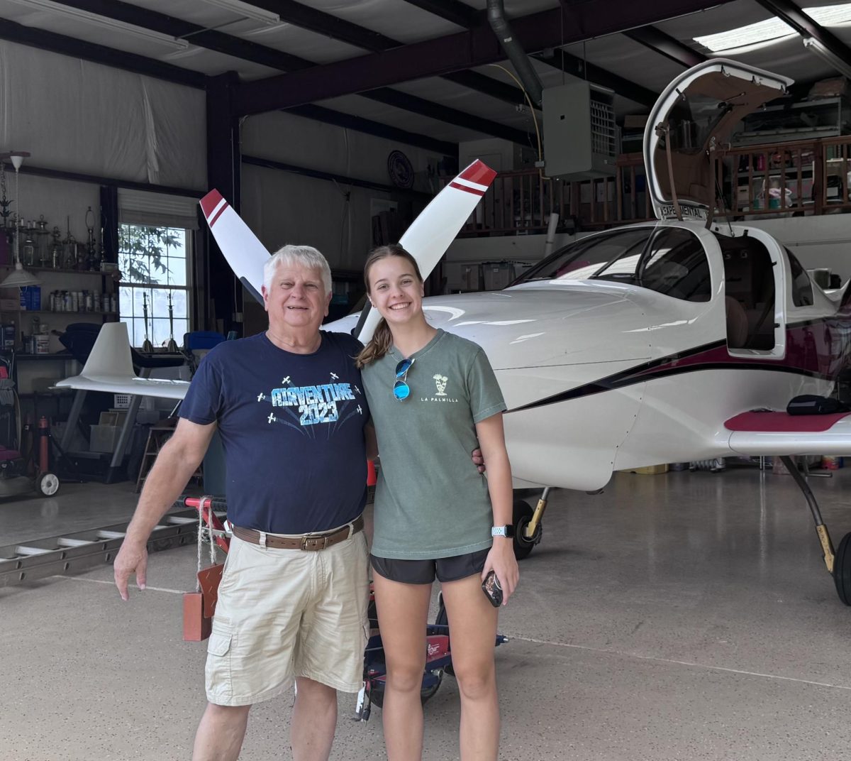 Sophia Pastusek '28 and her uncle get ready to go fly after Pasutsek's ground school completion.