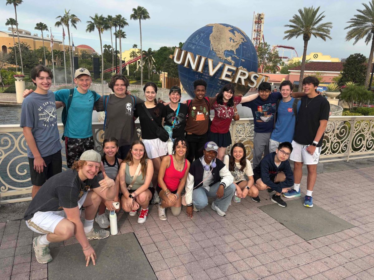 All the students that came on the trip perfectly posed in front of the, ironic, Universal sign. 