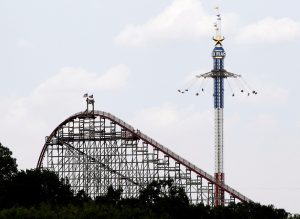 The Texas Giant roller coaster ride is seen at the Six Flags Over Texas amusement park in Arlington, Texas July 23, 2013.  REUTERS/Mike Stone