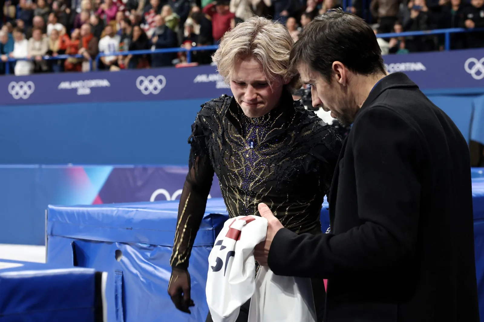 Malinin leaves the ice after competing in the Men Single Skating at the 2026 Winter Olympic games
